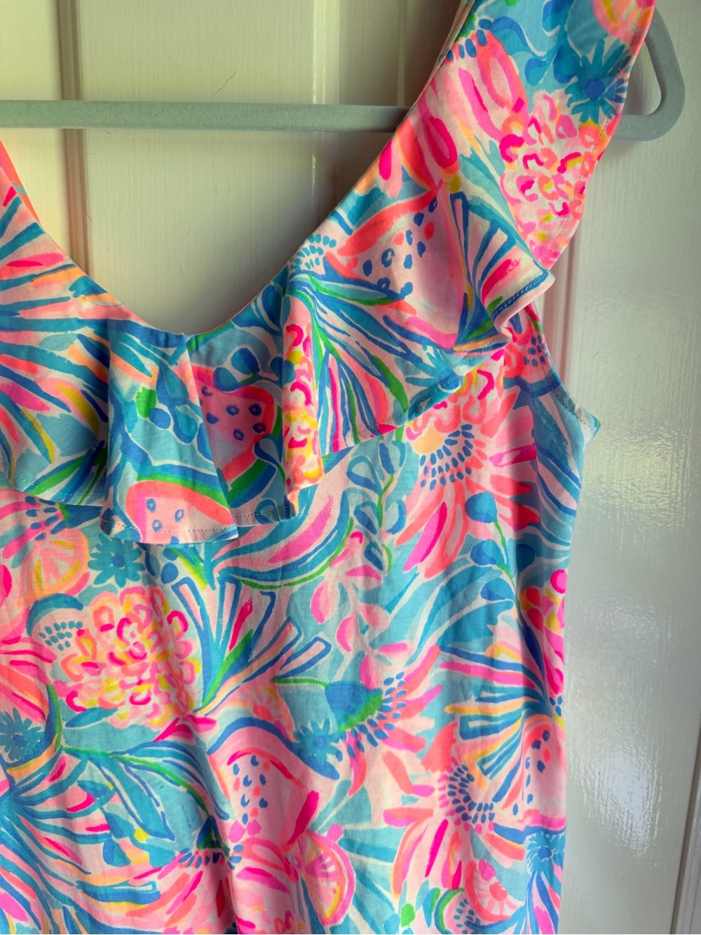 Lily Pulitzer Vibrant Tropical Ruffle Sundress - Pink & Blue Floral - Picture 3 of 6